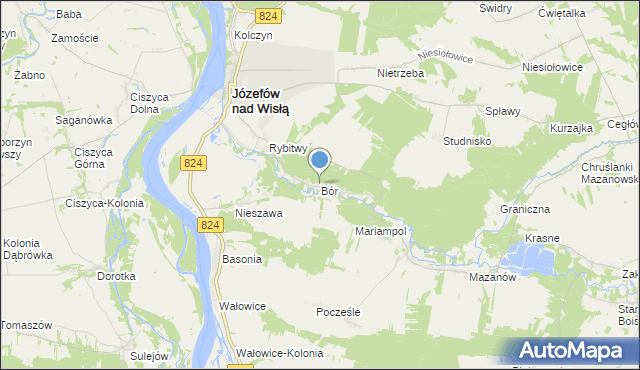 mapa Bór, Bór gmina Józefów nad Wisłą na mapie Targeo